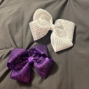 NWOT Purple and White Sequin Bows